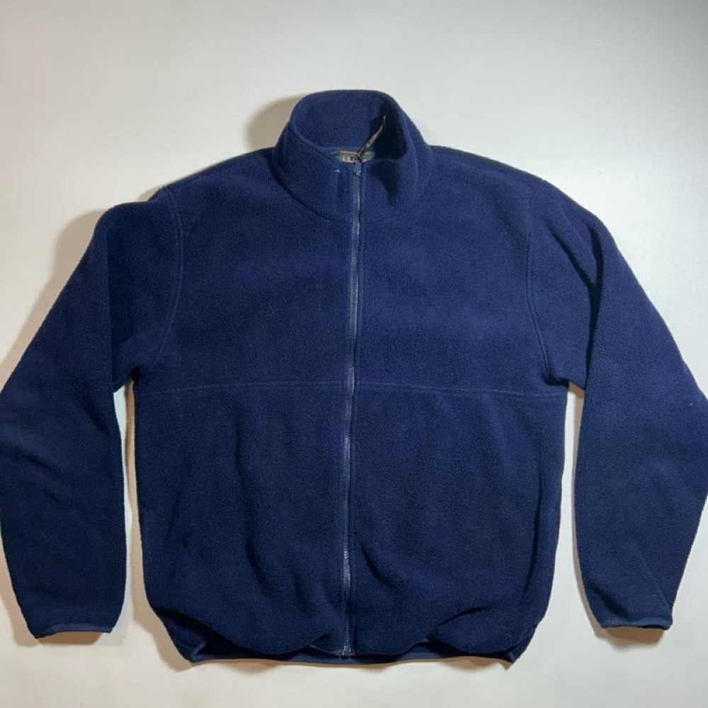 LL Bean Fleece Jacket Mens Size M Navy Blue Full Zip